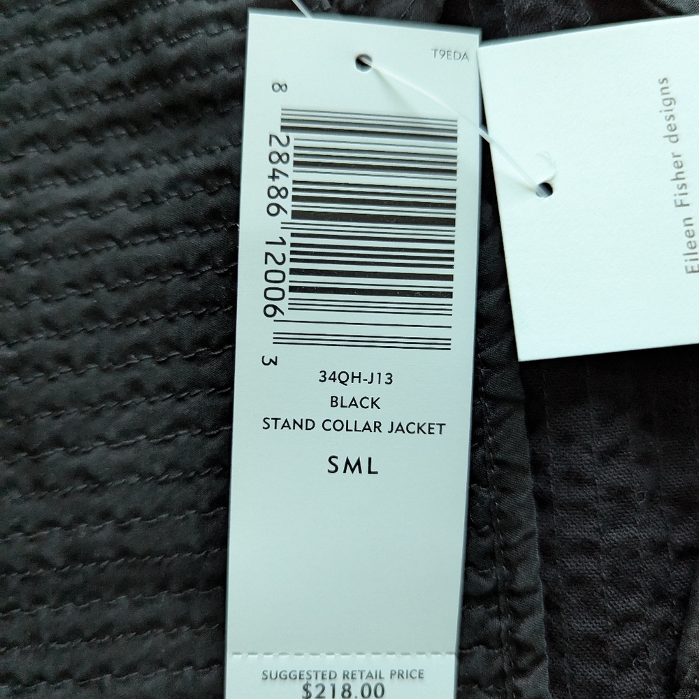 Eileen Fisher Black Quilted Silk Habutai - Picture 5 of 11